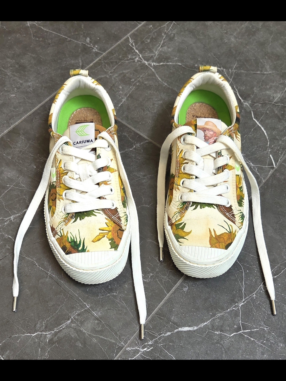 Cariuma x Van Gogh Museum Eca Canvas Low Sneakers in Sunflower Design - Picture 1 of 7